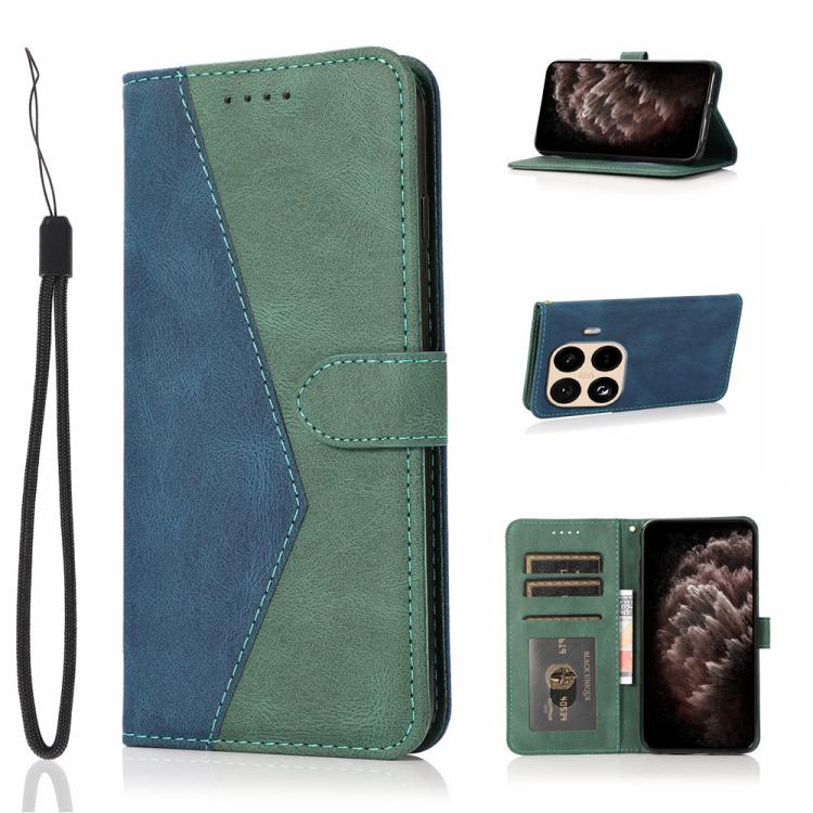 

For Redmi 15T Pro 5G Dual-color Stitching Leather Phone Case(Blue Green)