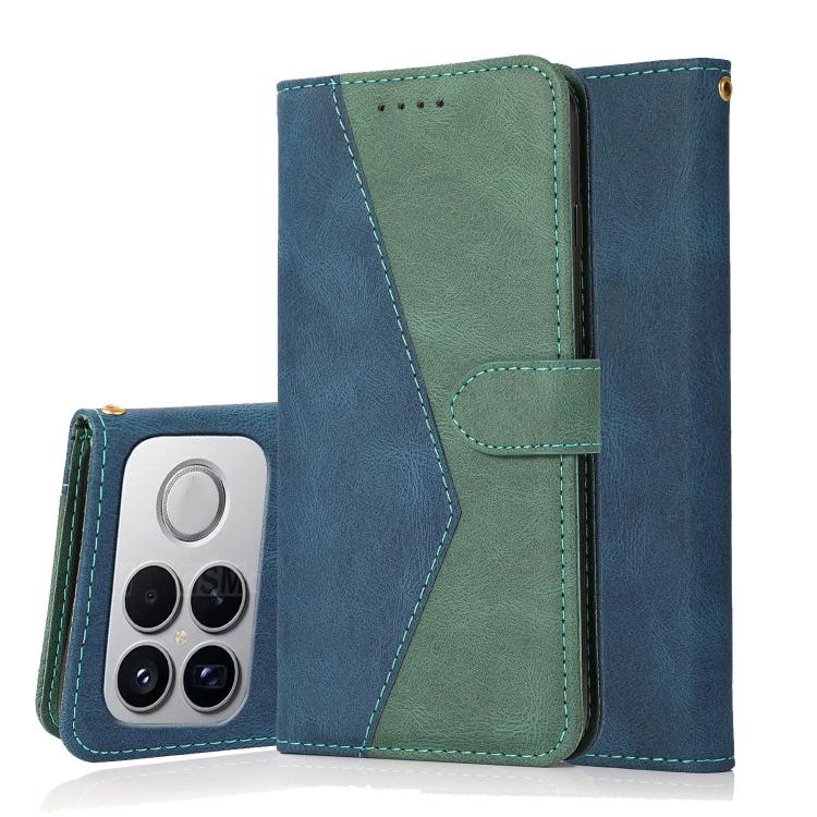 

For Redmi K90/Poco F8 Pro Dual-color Stitching Leather Phone Case(Blue Green)