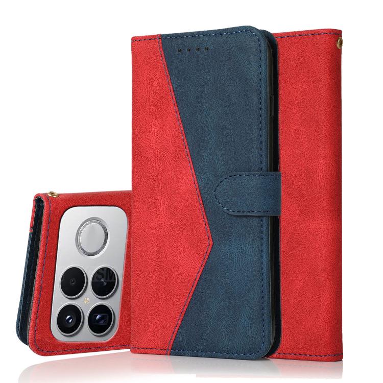 

For Redmi K90/Poco F8 Pro Dual-color Stitching Leather Phone Case(Red Blue)