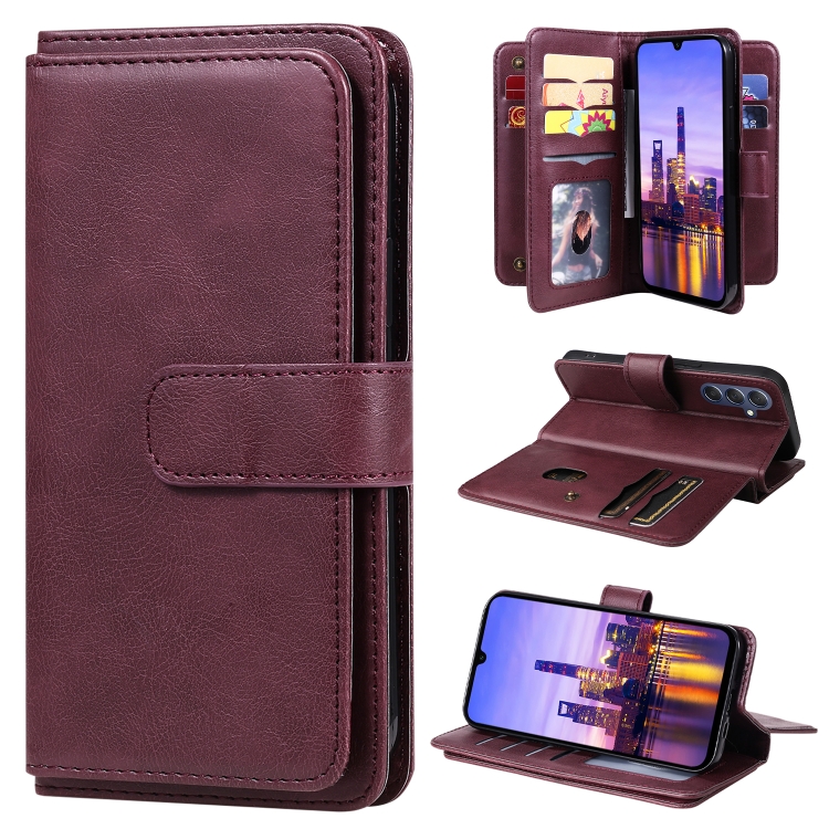

For Samsung Galaxy A16 5G Multi-Function Wallet 10 Card Slots Leather Phone Case(Claret)