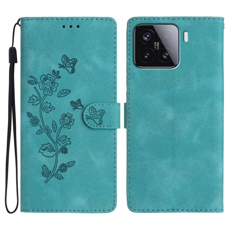 

For Redmi 15 5G / 4G EU 171mm Flower Butterfly Embossing Pattern Leather Phone Case(Sky Blue)