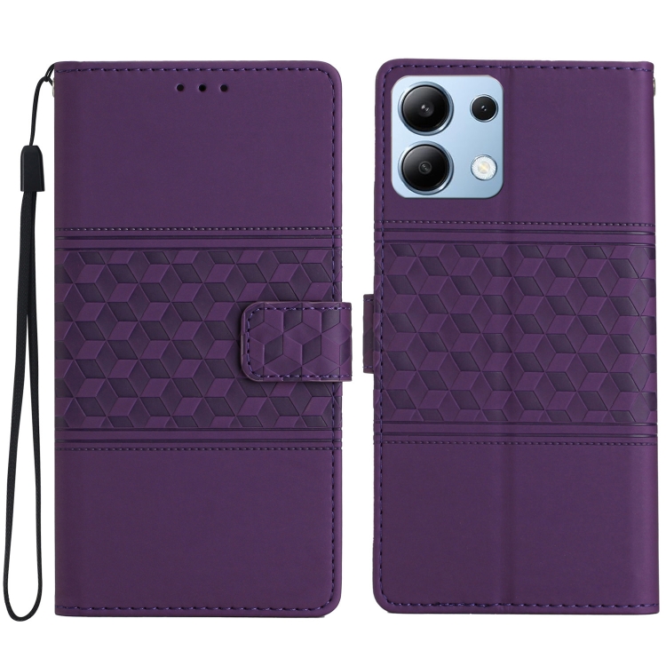 

For Redmi Note 14 4G 163.25mm Diamond Embossed Skin Feel Leather Phone Case(Purple)