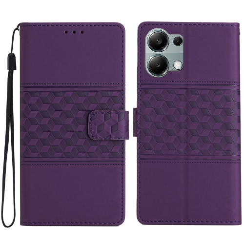 

For Redmi Note 13 Pro 4G Diamond Embossed Skin Feel Leather Phone Case(Purple)