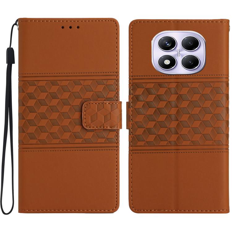 

For Redmi Note 14 Pro 4G Diamond Embossed Skin Feel Leather Phone Case(Brown)