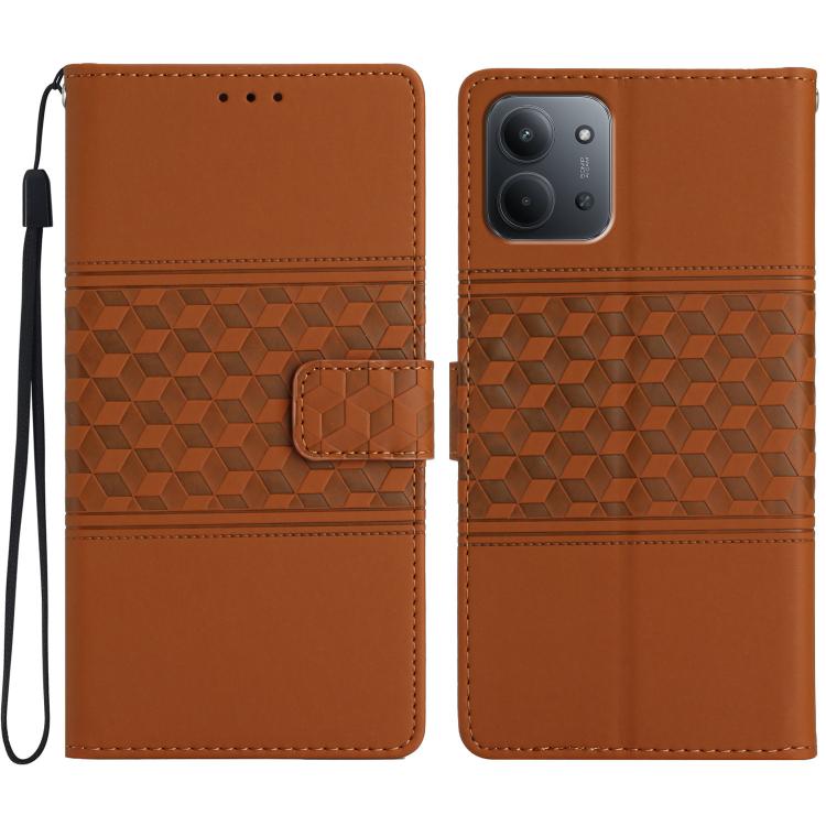 

For Redmi 15C 5G/4G Global 171mm Diamond Embossed Skin Feel Leather Phone Case(Brown)
