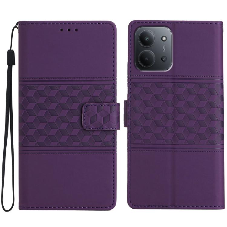 

For Redmi 15C 5G/4G Global 171mm Diamond Embossed Skin Feel Leather Phone Case(Purple)