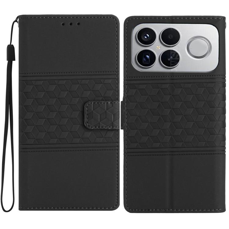 

For Redmi K90/Poco F8 Pro Diamond Embossed Skin Feel Leather Phone Case(Black)