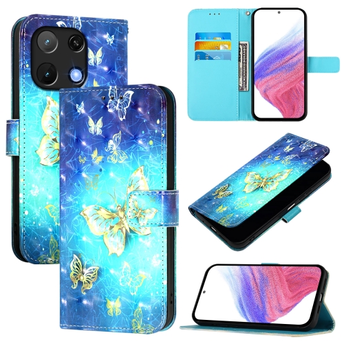 

For Umidigi Note 90 3D Painting Horizontal Flip Leather Phone Case(Golden Butterfly)