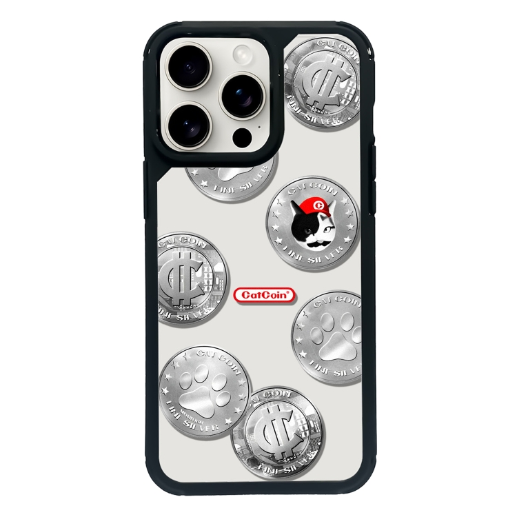 

For iPhone 13 Pro Max Exclusive Design Style PC Full Coverage Pattern Phone Case(Silver Coin Cat)