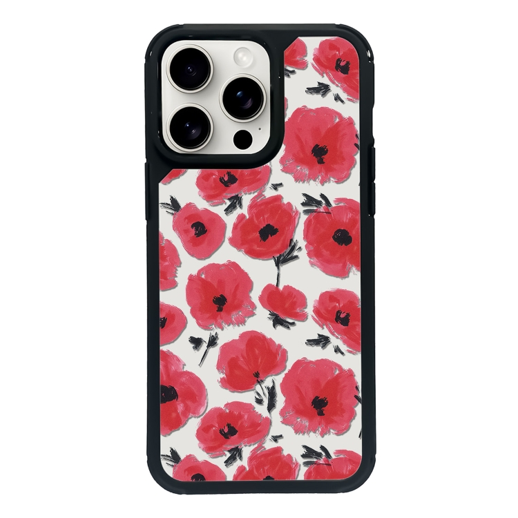 

For iPhone 13 Pro Exclusive Design Style PC Full Coverage Pattern Phone Case(Red Watercolor Flowers)