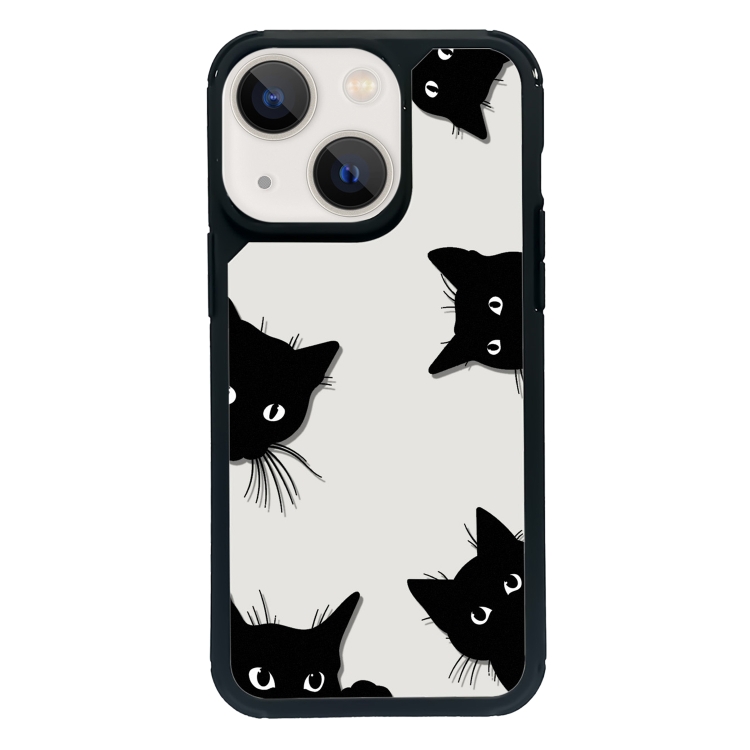 

For iPhone 13 Exclusive Design Style PC Full Coverage Pattern Phone Case(Black Cat)