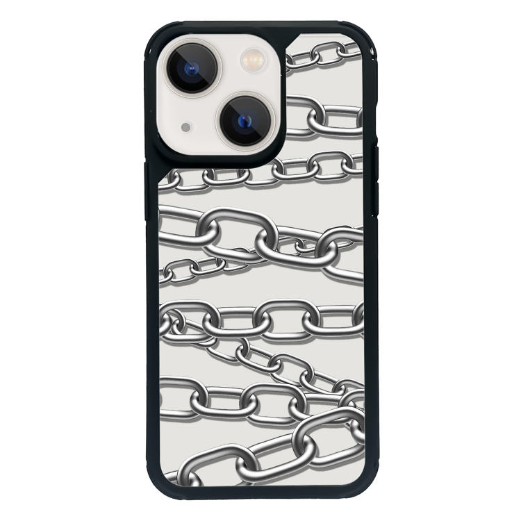 

For iPhone 13 Exclusive Design Style PC Full Coverage Pattern Phone Case(Metal Chain)