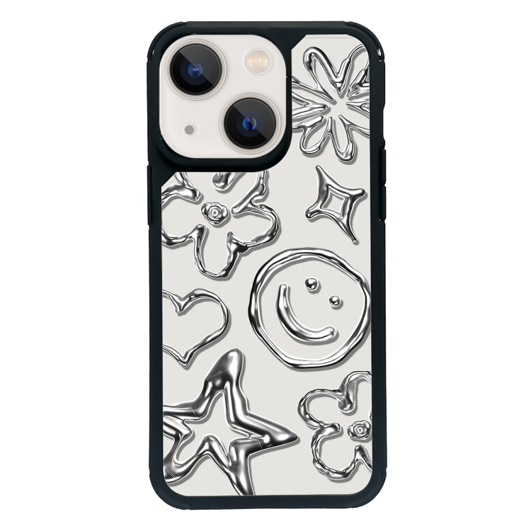 

For iPhone 13 Exclusive Design Style PC Full Coverage Pattern Phone Case(Metal Smile)
