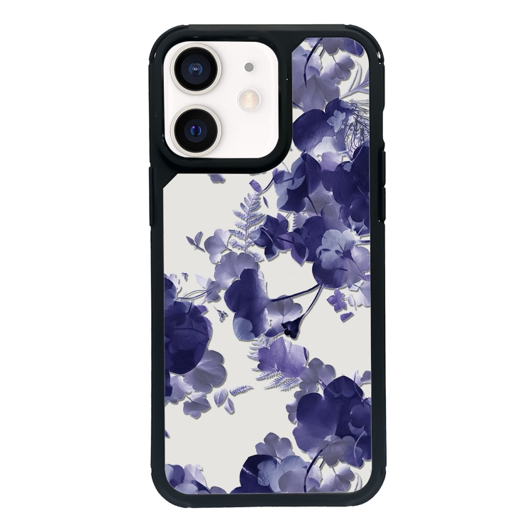 

For iPhone 12 Exclusive Design Style PC Full Coverage Pattern Phone Case(Purple Watercolor Flowers)