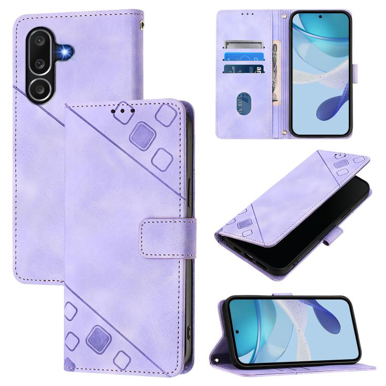 

For Samsung Galaxy M56 5G Skin-feel Embossed Leather Phone Case(Light Purple)