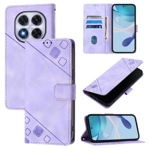 

For Xiaomi Poco X7 5G Skin-feel Embossed Leather Phone Case(Light Purple)