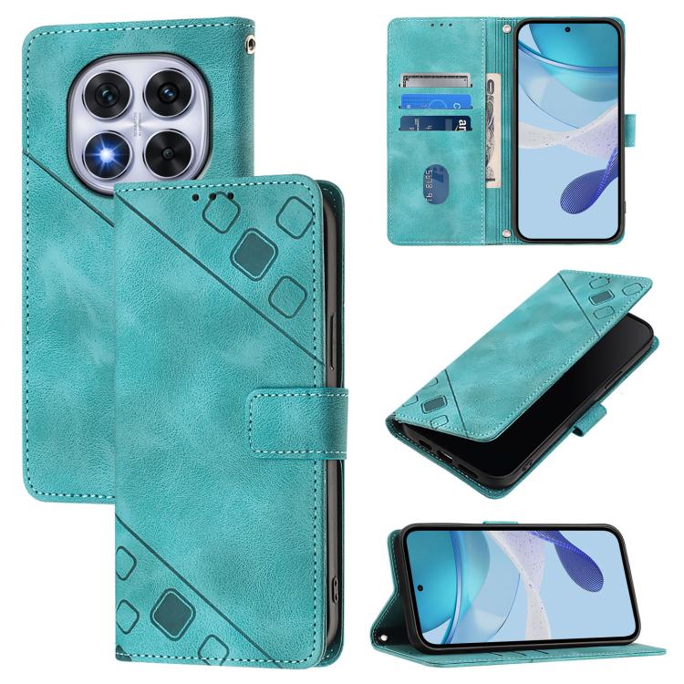 

For Xiaomi Poco X7 5G Skin-feel Embossed Leather Phone Case(Green)