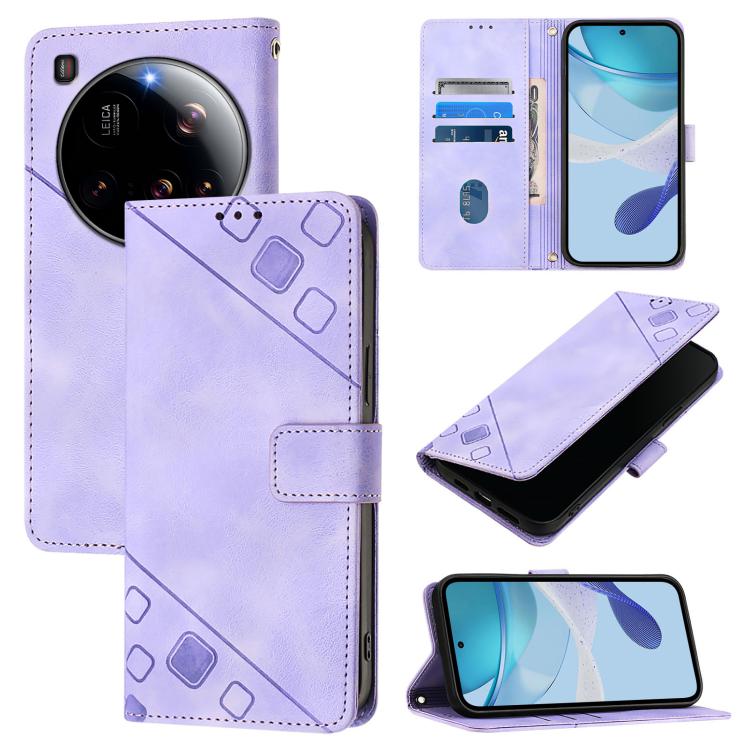 

For Xiaomi 15 Ultra Skin-feel Embossed Leather Phone Case(Light Purple)