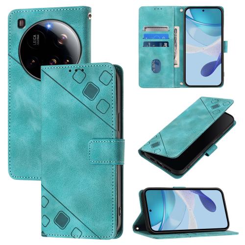 

For Xiaomi 15 Ultra Skin-feel Embossed Leather Phone Case(Green)