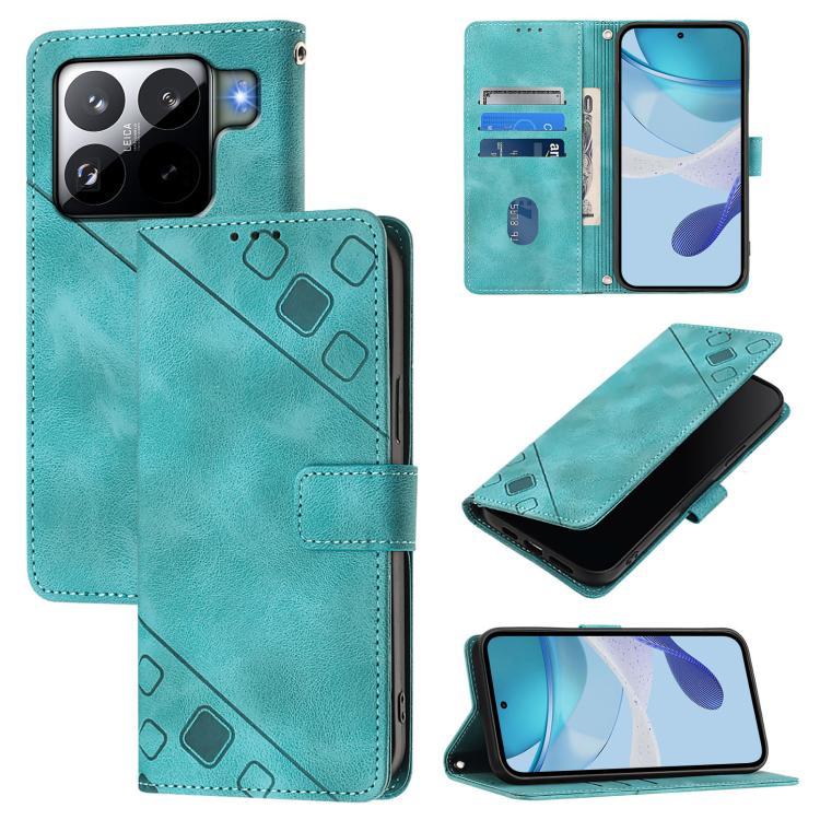 

For Xiaomi 15S Pro 5G Skin-feel Embossed Leather Phone Case(Green)