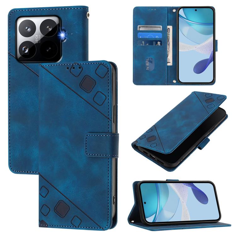 

For Xiaomi 15T Pro 5G Skin-feel Embossed Leather Phone Case(Blue)