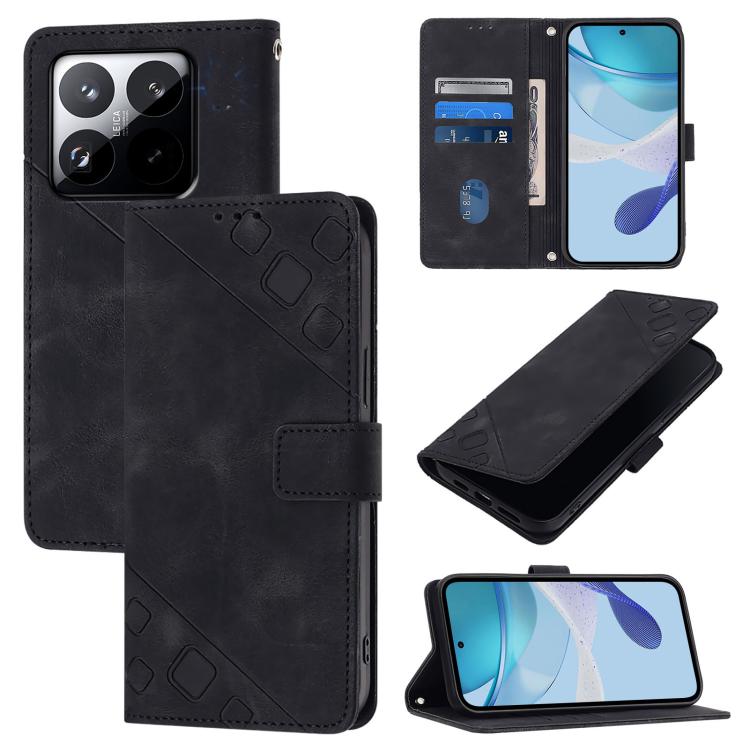 

For Xiaomi 15T 5G Skin-feel Embossed Leather Phone Case(Black)
