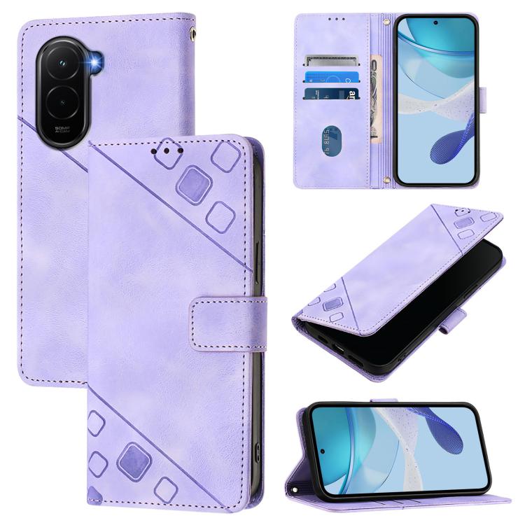 

For Xiaomi Poco M7 4G 169mm Skin-feel Embossed Leather Phone Case(Light Purple)