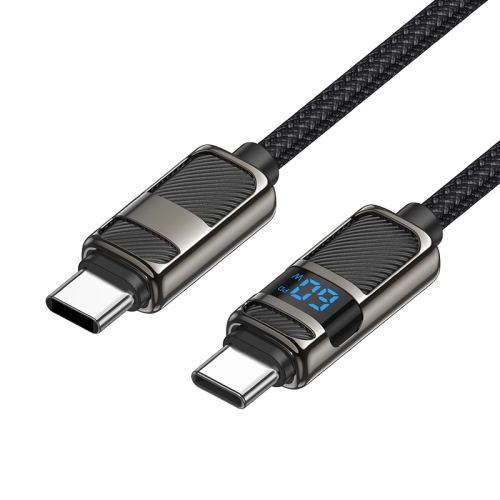 

hoco U137 USB-C / Type-C to USB-C / Type-C Line 60W Charging Data Cable with Display, Length:1.2m(Black)