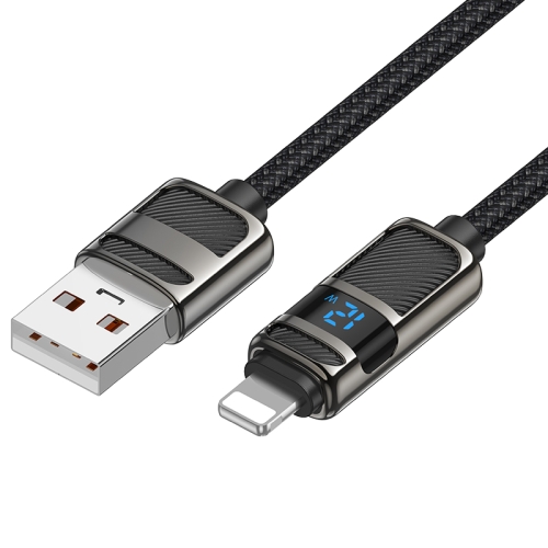 

hoco U137 USB to 8 Pin Line 2.4A Charging Data Cable with Display, Length:1.2m(Black)