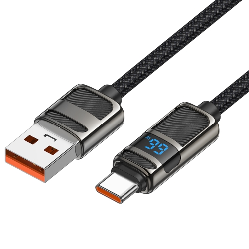 

hoco U137 USB to USB-C / Type-C 5A Line Charging Data Cable with Display, Length:1.2m(Black)