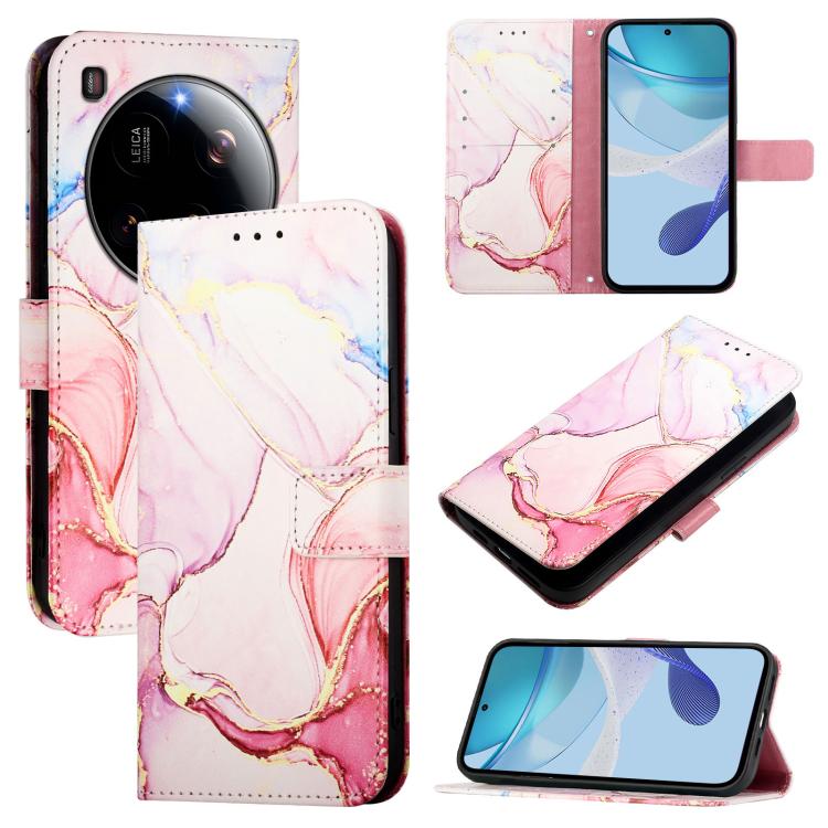 

For Xiaomi 15 Ultra PT003 Marble Pattern Flip Leather Phone Case(Rose Gold)