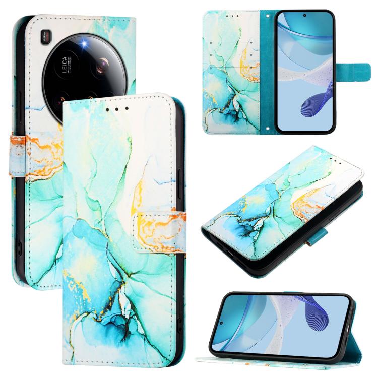 

For Xiaomi 15 Ultra PT003 Marble Pattern Flip Leather Phone Case(Green)