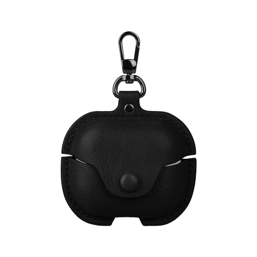 

For Samsung Galaxy Buds 3 Business Leather Bluetooth Earphone Protective Case with Hook(Black)