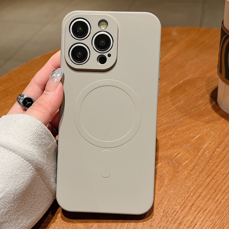 

For iPhone 16 Pro Solid Color Liquid Silicone MagSafe Magnetic Phone Case(Grey)