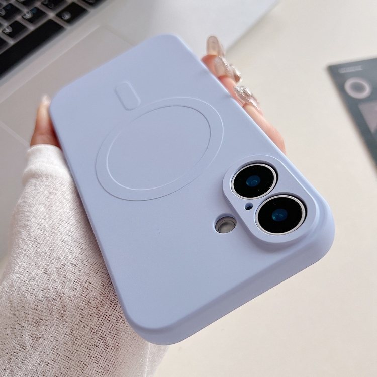 

For iPhone 16 Plus Solid Color Liquid Silicone MagSafe Magnetic Phone Case(Yuanfeng Blue)