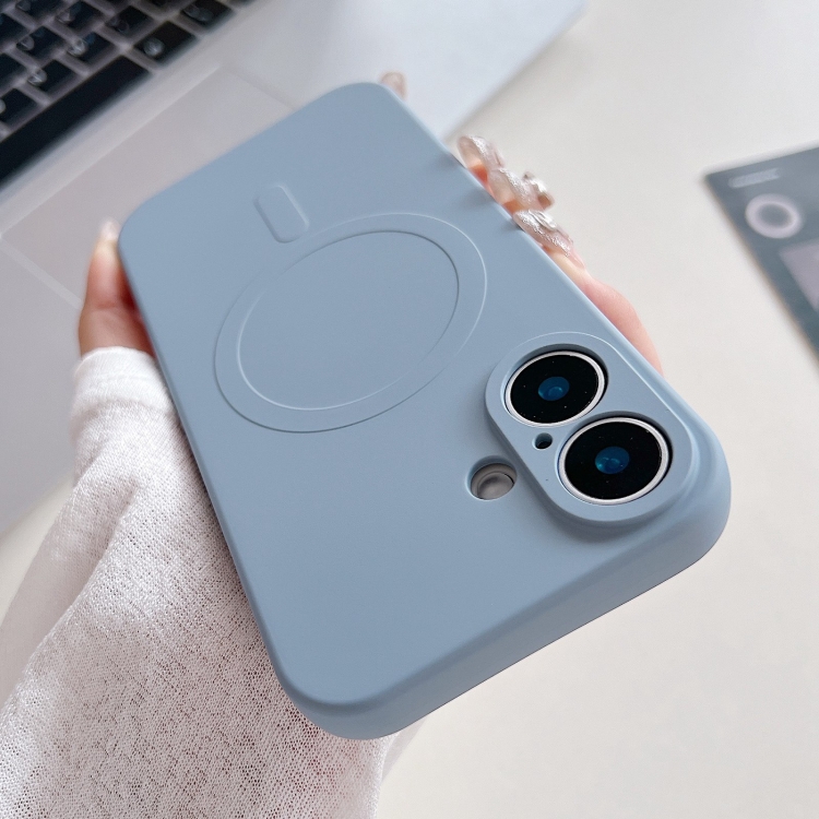 

For iPhone 16 Solid Color Liquid Silicone MagSafe Magnetic Phone Case(Yuanfeng Blue)