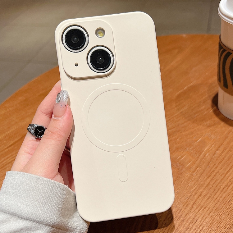 

For iPhone 15 Solid Color Liquid Silicone MagSafe Magnetic Phone Case(Antique White)