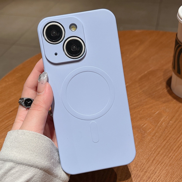 

For iPhone 14 Plus Solid Color Liquid Silicone MagSafe Magnetic Phone Case(Lilac Purple)