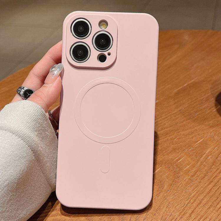 

For iPhone 13 Pro Solid Color Liquid Silicone MagSafe Magnetic Phone Case(Pink)