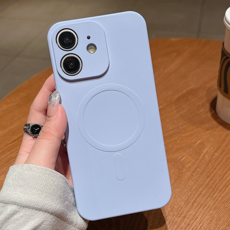 

For iPhone 12 Solid Color Liquid Silicone MagSafe Magnetic Phone Case(Lilac Purple)