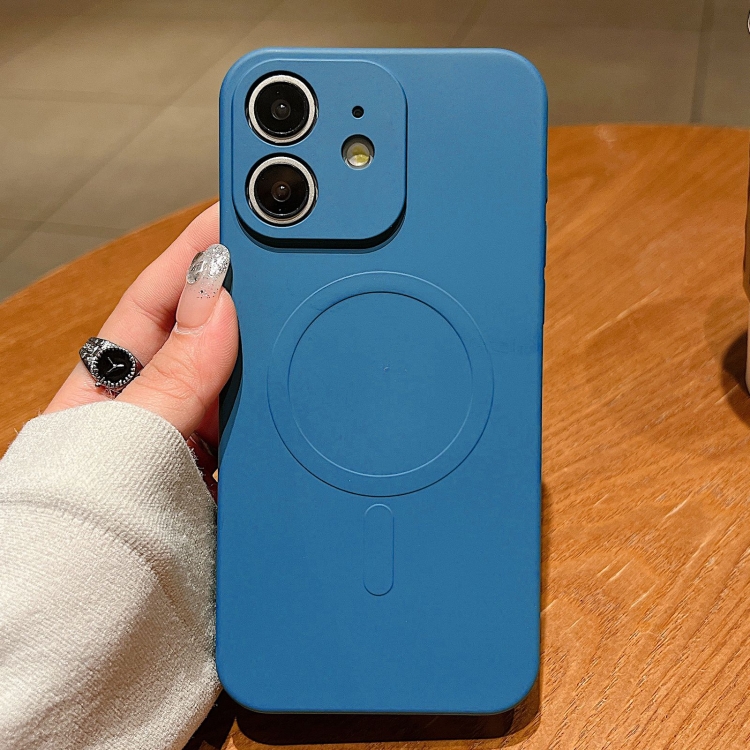 

For iPhone 12 Solid Color Liquid Silicone MagSafe Magnetic Phone Case(Royal Blue)