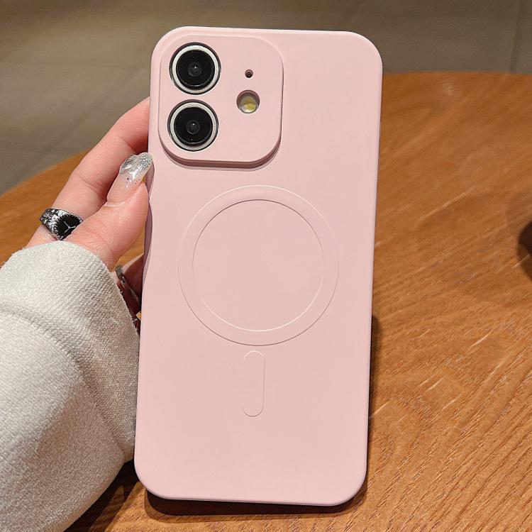 

For iPhone 11 Solid Color Liquid Silicone MagSafe Magnetic Phone Case(Pink)