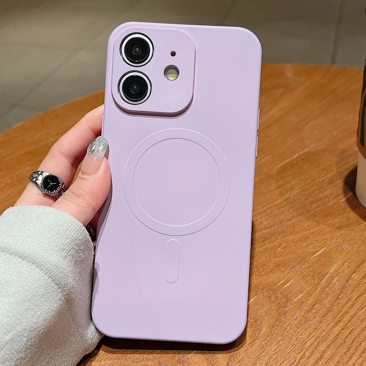 

For iPhone 11 Solid Color Liquid Silicone MagSafe Magnetic Phone Case(Lilac)