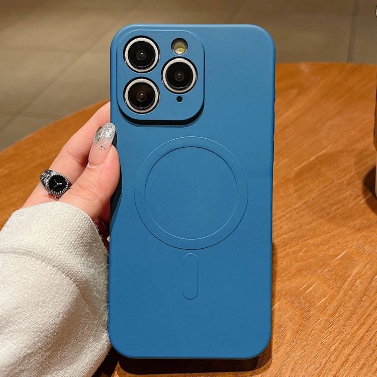 

For iPhone 11 Pro Solid Color Liquid Silicone MagSafe Magnetic Phone Case(Royal Blue)