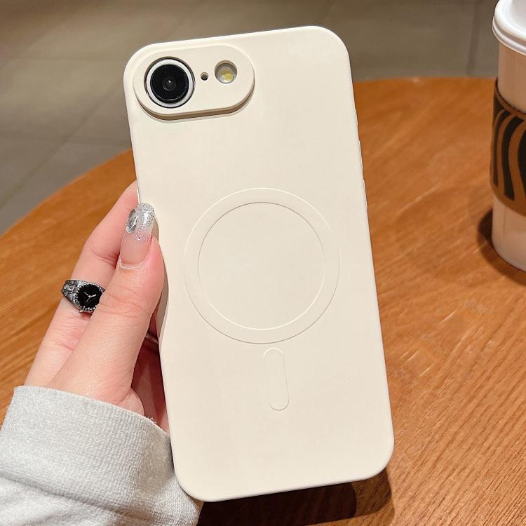 

For iPhone 16e Solid Color Liquid Silicone MagSafe Magnetic Phone Case(Antique White)