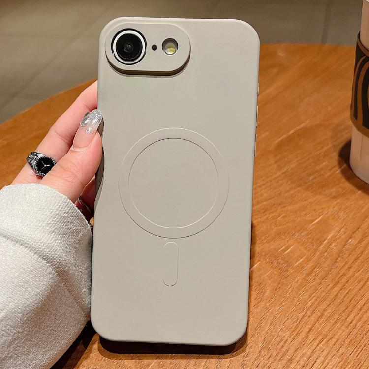 

For iPhone 16e Solid Color Liquid Silicone MagSafe Magnetic Phone Case(Grey)