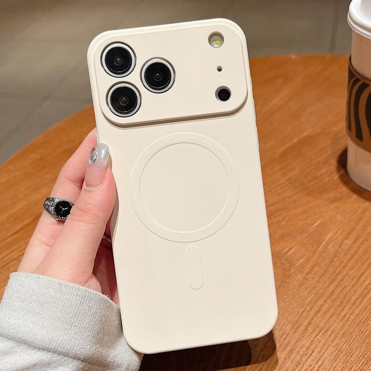 

For iPhone 17 Pro Max Solid Color Liquid Silicone MagSafe Magnetic Phone Case(Antique White)