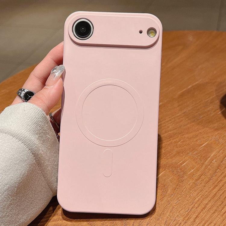 For iPhone Air Solid Color Liquid Silicone MagSafe Magnetic Phone Case(Pink)