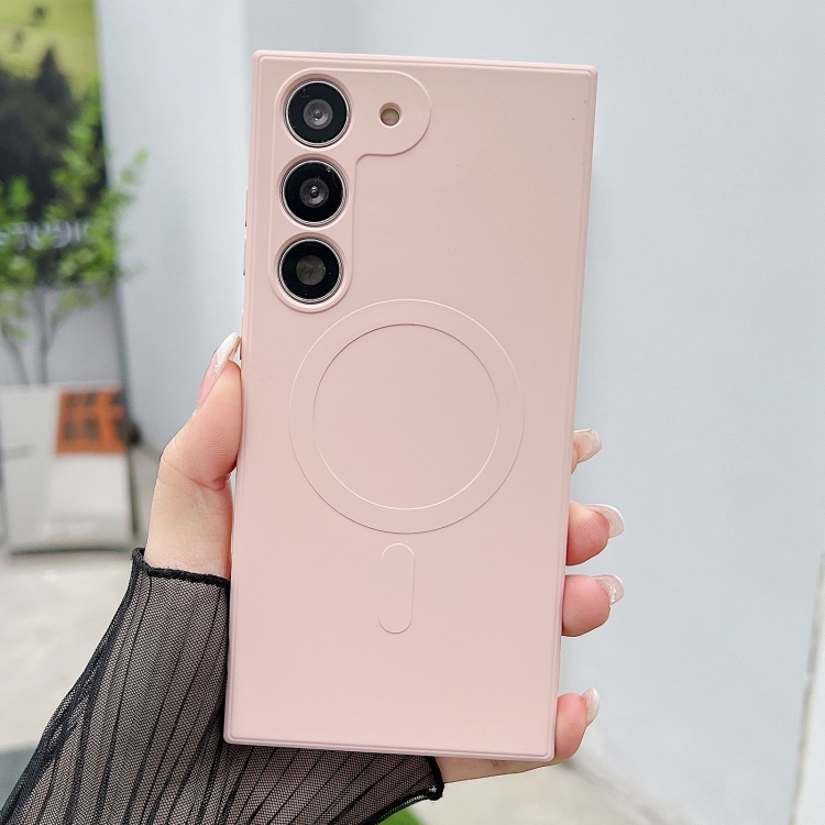 

For Samsung Galaxy S22+ 5G Solid Color Liquid Silicone MagSafe Magnetic Phone Case(Pink)