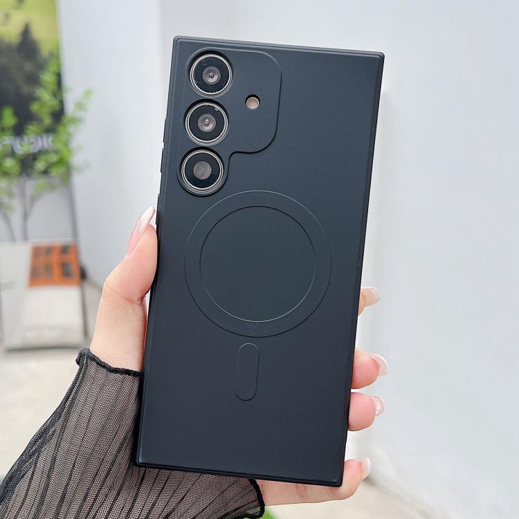 

For Samsung Galaxy S25 5G Solid Color Liquid Silicone MagSafe Magnetic Phone Case(Black)